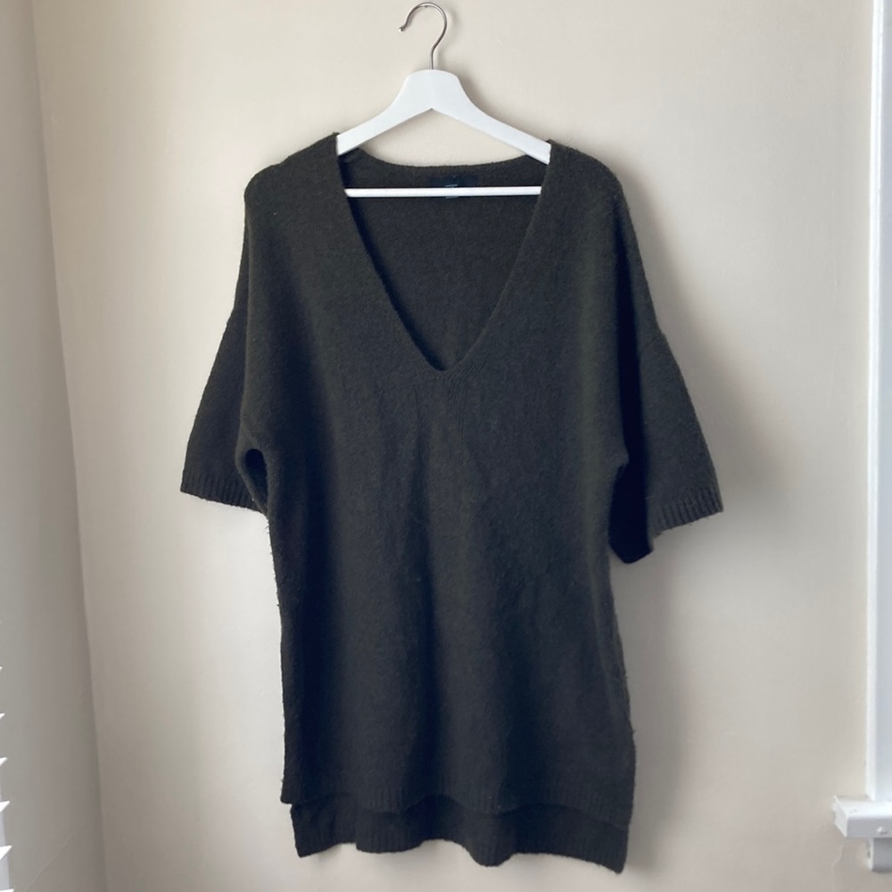 Olive green oversized knit top